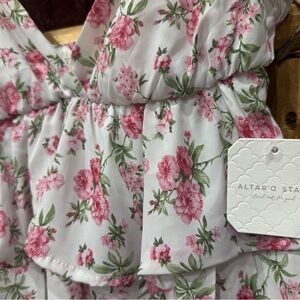 Altar'd State Pink Floral Ruffle Dress